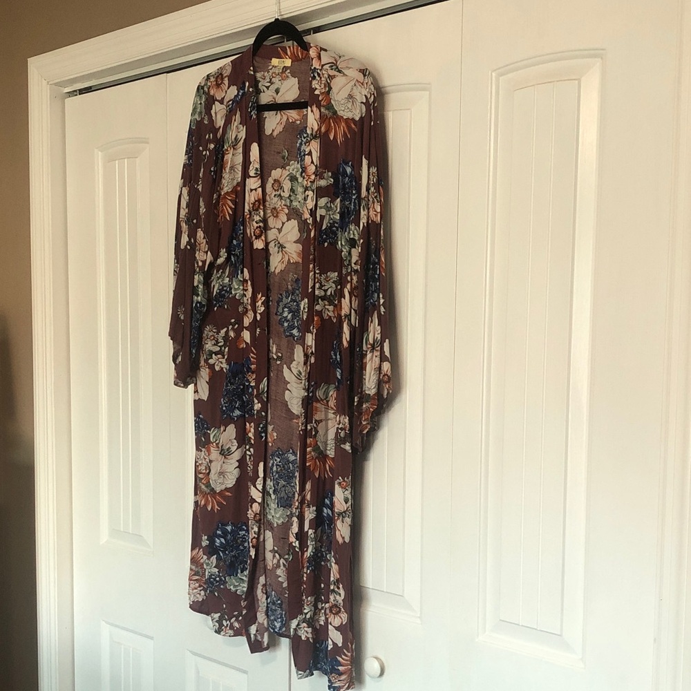 Kori Floral Open-Front Kimono - Mauve Floral